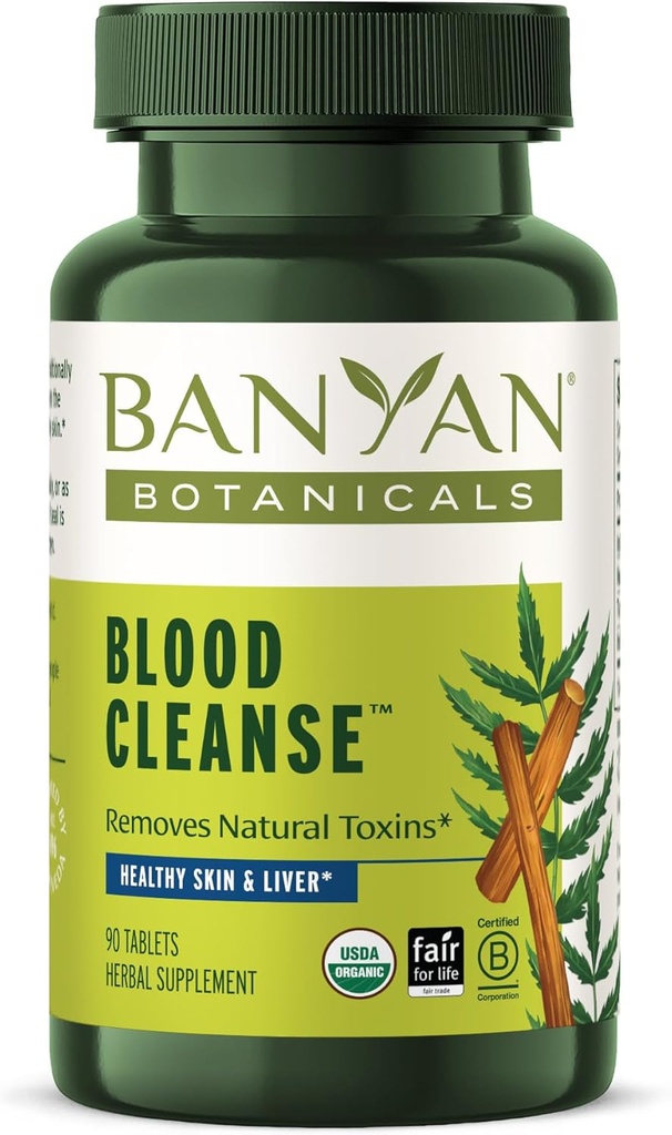 Banyan Botanicals Blood Cleanse Tablets – Organic Clear Skin Supplement with Manjistha & Neem – Blood Cleanser Herbs for Natural Detox &amp; Healthy Skin* – 90 Tablets – Non GMO Sustentably Sourced Vegan