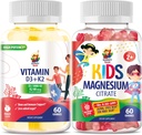 SUNNY SAM Vitamina D3 K2 Gummies 5000 UI &amp; Magnesium Gummies for Kids Citrate Chewable Suplemento para Mood &amp; Muscle Support