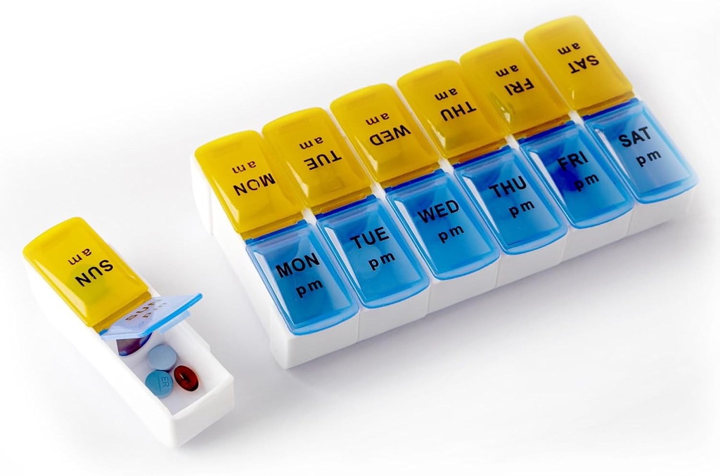 Deke Home - Pill Organizer 2 Times a Day, Weekly Detachable Pill Box 7 Day with AM PM Compartments - Easy Snap Lids Medication Dispenser - 7 Day Pill Reminder for Morning and Night Dosage