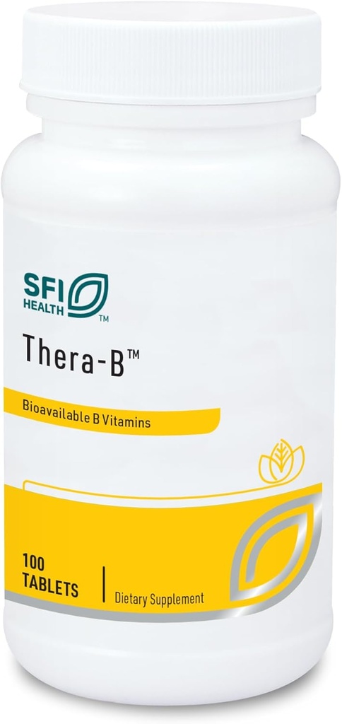 Klaire Labs SFI Health Thera-B - Essential Vitamin B Complex, Hypoallergenic Formula with Activated Metafolin Folate (L-5-MTHF), Biotin & Methylcobalamin (100 Tablets)
