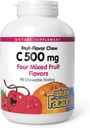 Factores Naturales, Niños Chewable Vitamina C 500 mg, Soporta Salud Inmune, Huesos, Dientes y Gums, Frutas Mixtas, 90 Wafers