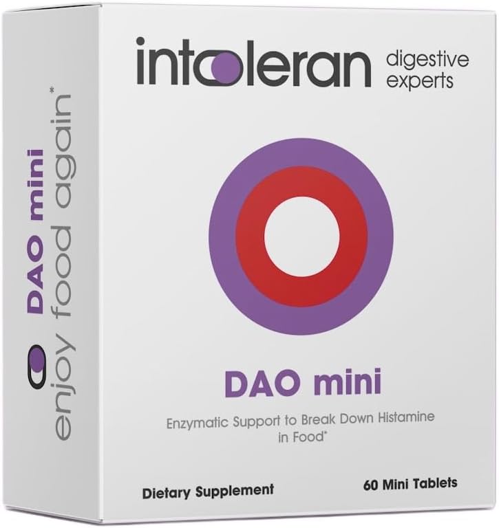Intoleran DAO Mini Digestive Enzymes - 60 Tablets ← Suplemento para la Intolerancia de Histaminas " DAO Deficiency peru Healthy Histamine Levels ← 30,000 HDU Pure Diamine Oxidase (DAO) Enzyme ← Coated