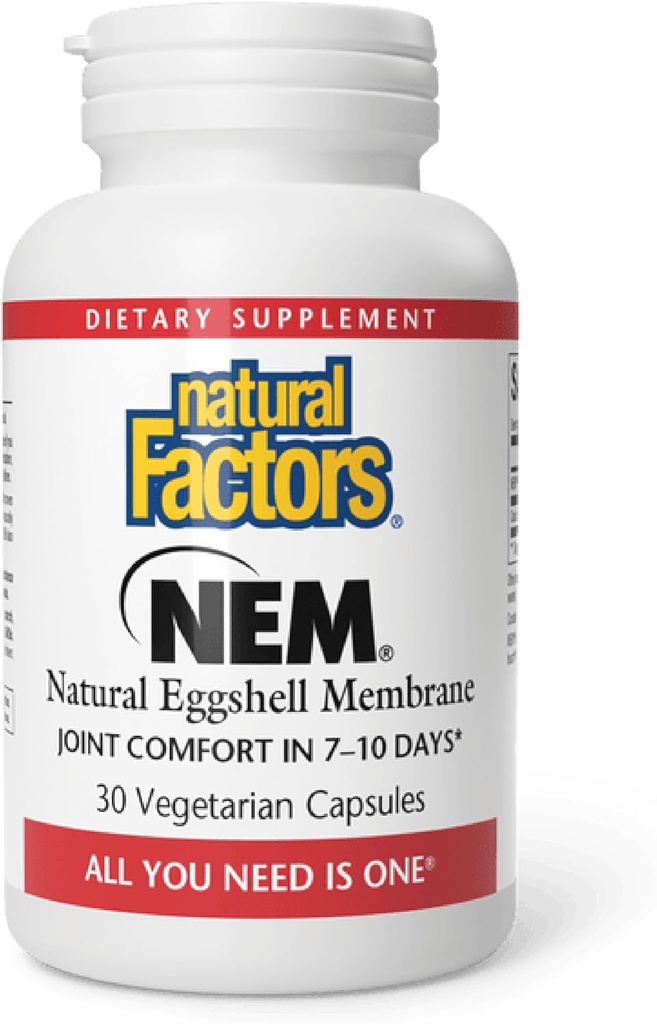 Factores naturales, Membrana de Eggshell Natural NEM, promueve el confort conjunto y la flexibilidad, 30 cápsulas
