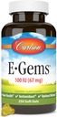 Carlson - E-Gems, 100 UI, salud cardíaca y bienestar óptimo, antioxidante, 250 geles blandos