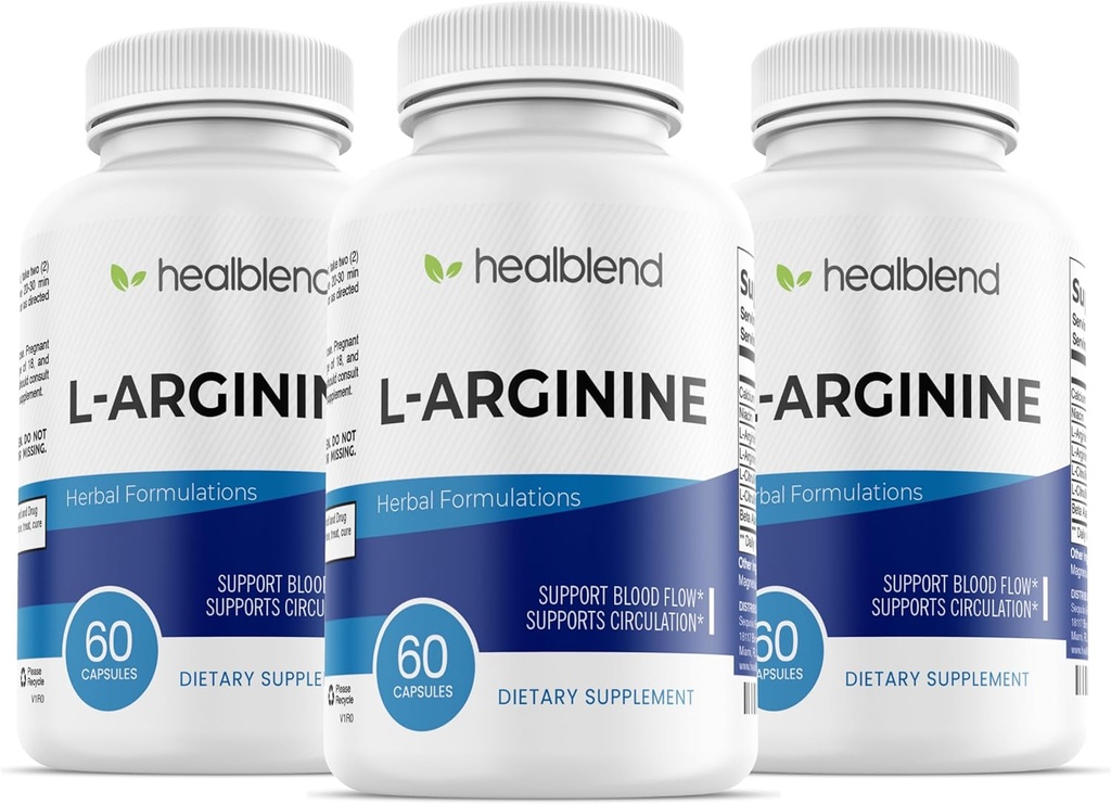 healblend L-Arginine Plus: Calcium, Niacin, L-Arginine Blend, L-Citrulline Complex & Beta Alanine - 180 Capsules (3 Pack)