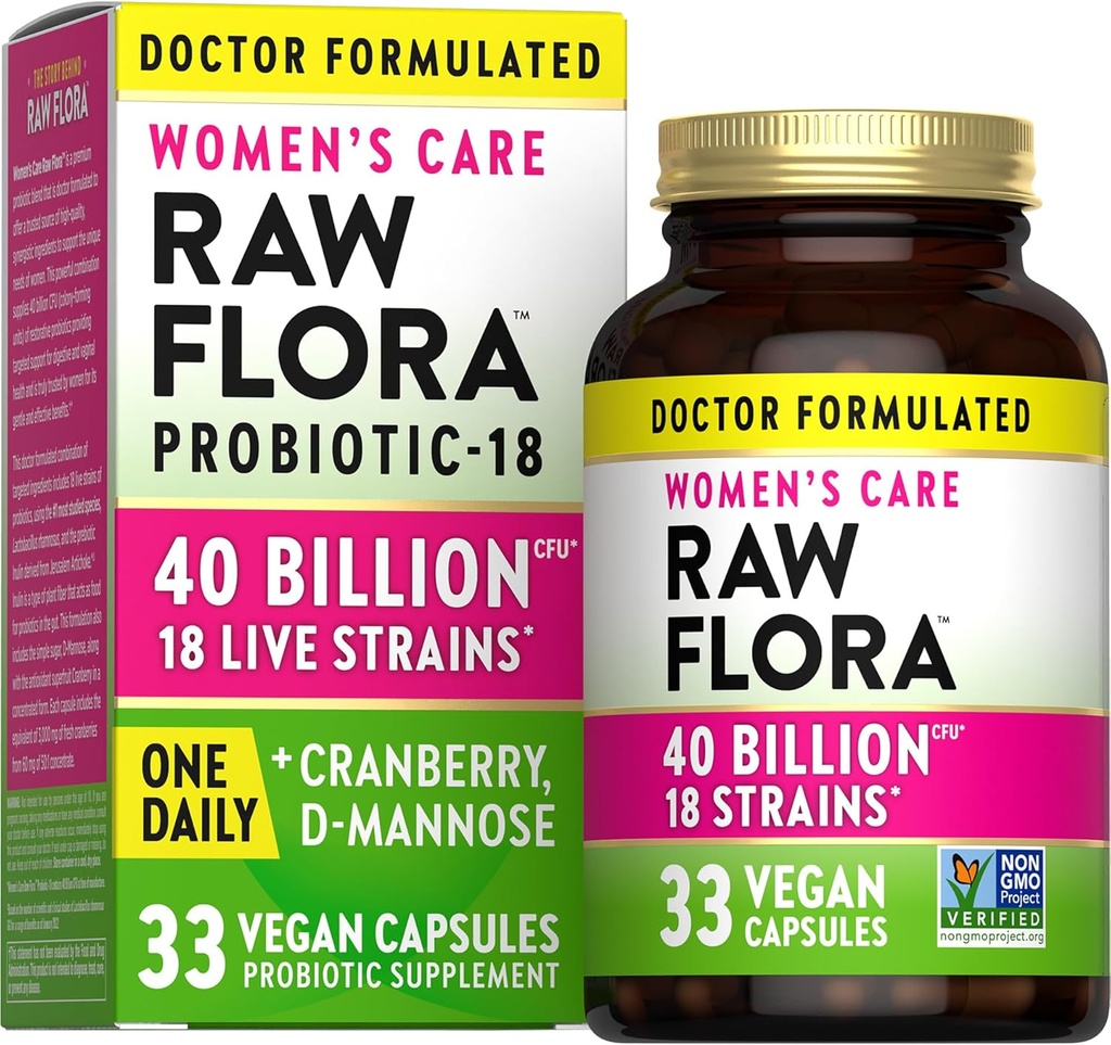 La verdad de la naturaleza Flora cruda Probióticos para las mujeres ← 40 billón CFU TEN 33 cápsulas veganas ← Cranberry &amp; D-Mannose