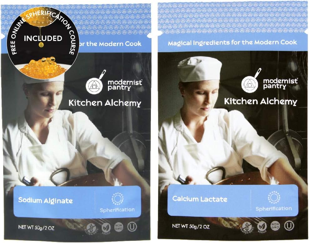 Sodium Alginate + Calcio Lactate Value Pack ⊘ Non-GMO Vegan OU Kosher Certified - 100g/4oz (Bundle with 2 items)