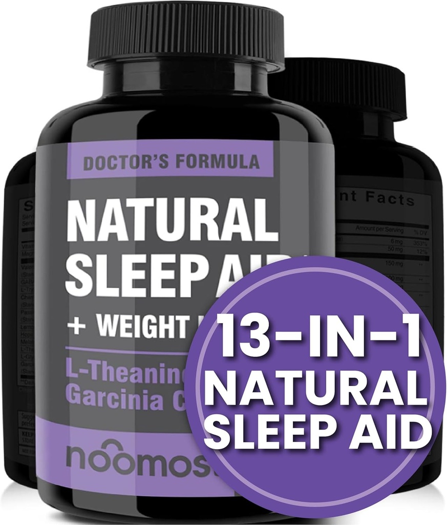 NooMost Natural Sleep Aid Suplementos con Magnesium,L theanine &amp; Garcinia ¦ Sleep Pills for deep &amp; Restful Sleep for Adults ← Non-Habit-Forming ¦ Ayudas Fall Asleep Fast Stay Asleep Longer ← 60 Tabs
