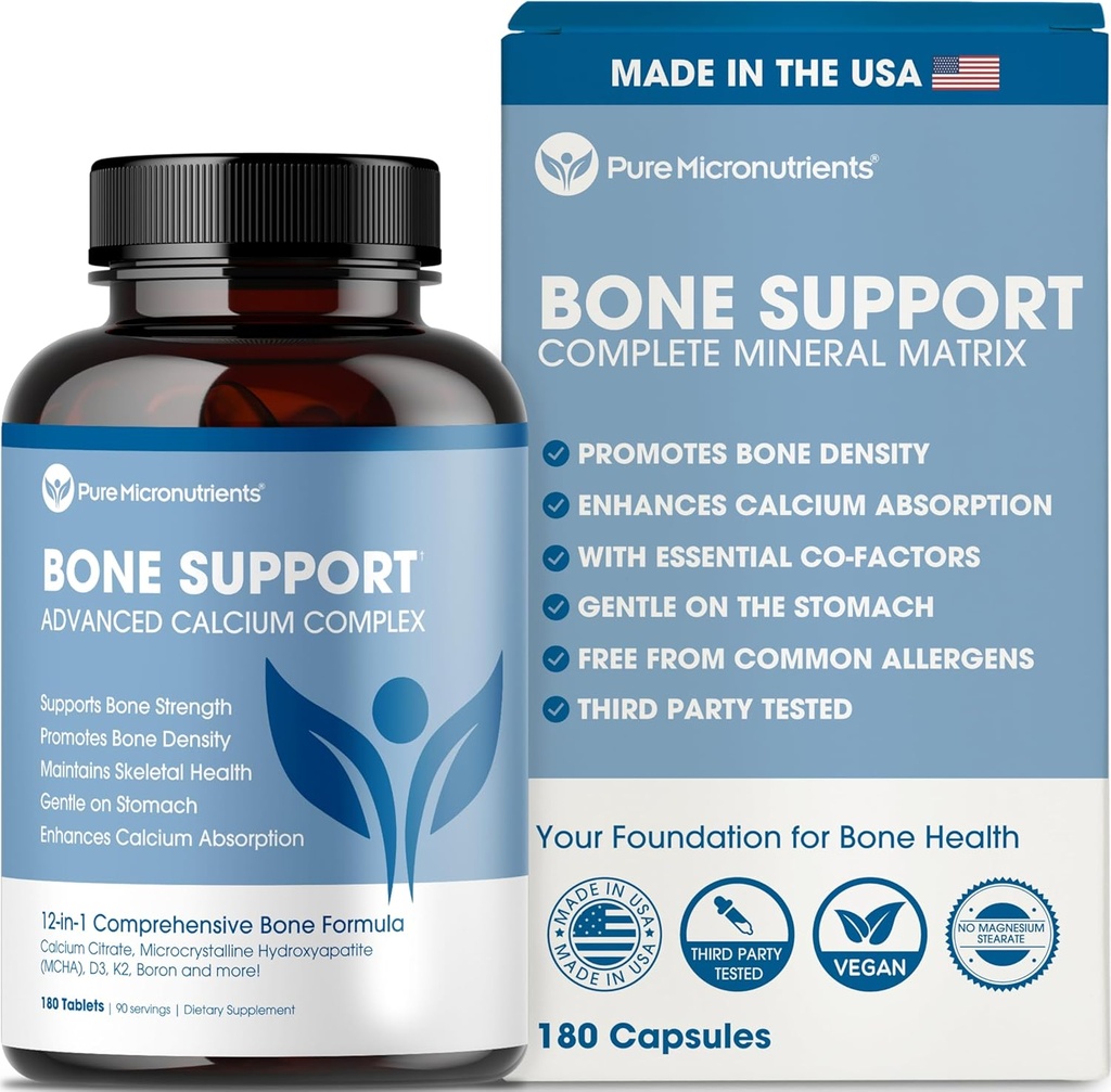 Calcium Supplement for Women & Men - Calcium Citrate & Hydroxyapatite + Vitamin D3 K2 Magnesium Zinc & More for Complete Bone Health, 180 Tablets