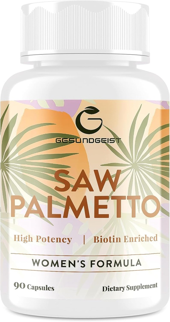 Saw Palmetto for Women Hair Loss - DHT Blocker con 5-en-1 Blend for Hair Growth, Skin & Nails, Urinary Wellness - Extra Strength Saw Palmetto Suplemento - 90 cápsulas