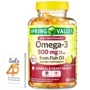 Spring Valley Omega-3 de Fish Oil 500 mg 120 Conde, SoftGels, General &amp; Heart Health Dietary Supplement Bundle with Luall's 45 Diabetes Decoded