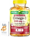Spring Valley Omega-3 de Fish Oil 500 mg 120 Conde, SoftGels, General &amp; Heart Health Dietary Supplement Bundle with Luall's 45 Diabetes Decoded