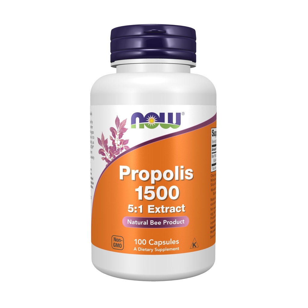 AHORA Suplementos de alimentos, Propolis 1,500 mg con 5:1 Concentrado, Producto de abeja natural, 100 cápsulas de verduras