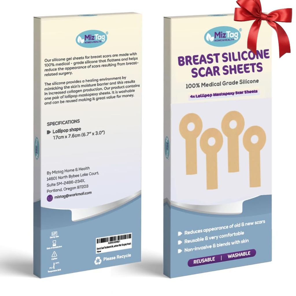 Suministros de recuperación de aumento de seno - Hojas de silicona para la curación - Cómodo bajo el soporte post-op (4 piezas)