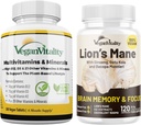 Vegan Vitality Lion's Mane x General Health Combo Bundle - 6 Meses Lion's Mane y Multivitamins