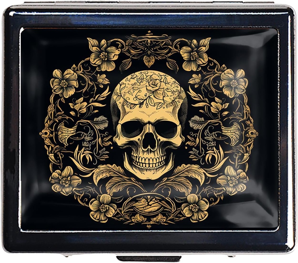 Caja de Píldora de Píldora de Plata de 7 Días Caja de Píldora de Metal con Espejo y 8 Compartimientos Organizador de Píldora de Viajes Curiosa para Purse (Choque de Flores de Arte)