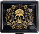 Caja de Píldora de Píldora de Plata de 7 Días Caja de Píldora de Metal con Espejo y 8 Compartimientos Organizador de Píldora de Viajes Curiosa para Purse (Choque de Flores de Arte)