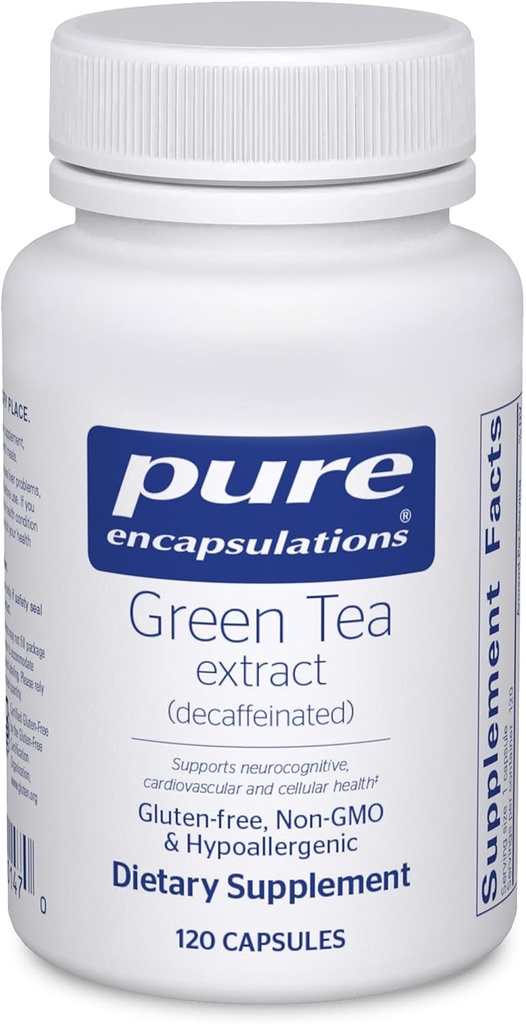 Pure Encapsulations Green Tea Extract (Decaffeinated) TEN Hypoallergenic Antioxidant Support for All Cells in The Body* TEN 120 Capsules
