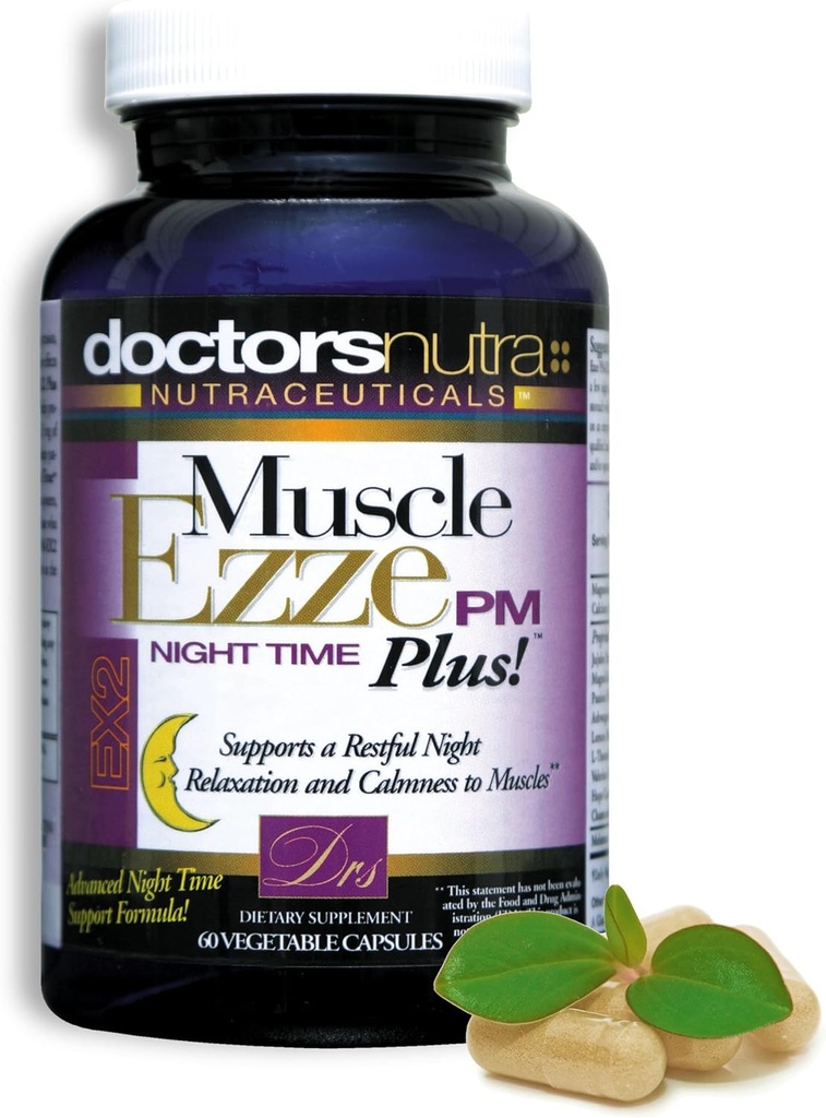 Muscle Ezze PM Plus Night Time Capsules by Doctors Nutra - Nighttime Use - Gluten-Free - 60 cápsulas