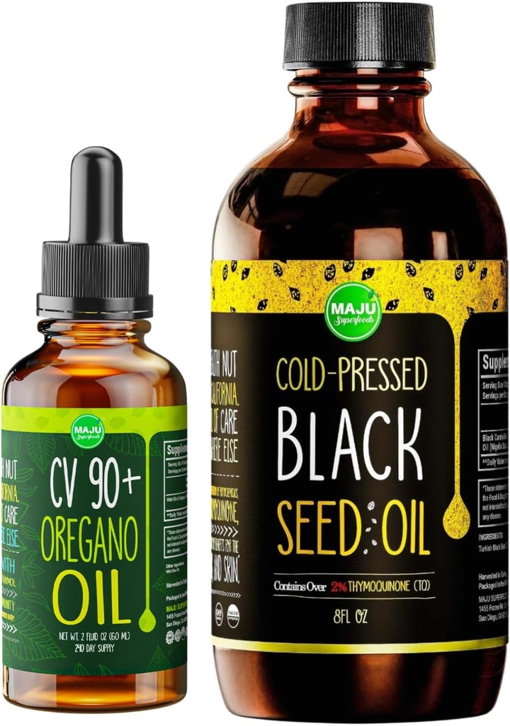 Maju Superfoods Oregano y Black Seed Oil Bundle