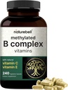Complejo de vitaminas mezcladas B, 240 cápsulas vegetales ← Complejo multivitamínico B Silencio B12, Folato, Biotina &amp; Más – con vitamina natural C, E, Choline " Inositol – Inmuno, Energía, " Apoyo prenatal