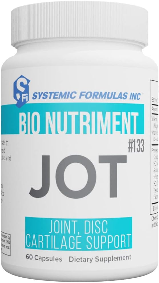Formulas sistémicas JOT – Joint/Disc/Cartilage 60 Capsules Bio Nutriment #133. Apoya la integridad del cartílago, la salud conjunta, la lubricación y el confort y la formación saludable de articulaciones, discos y cartílagos.