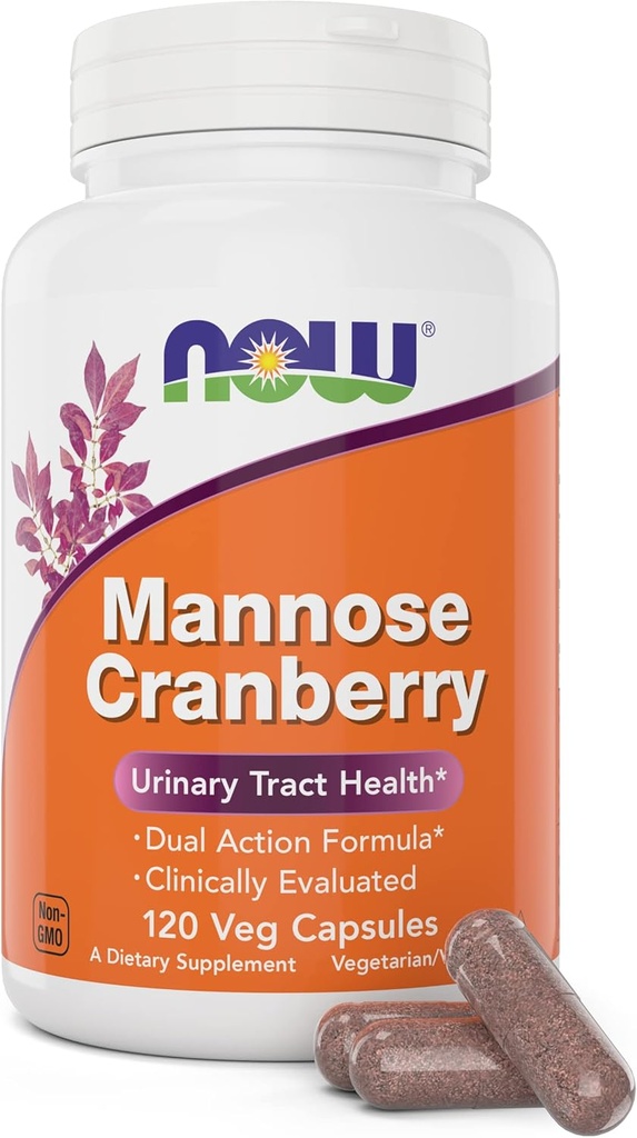 AHORA Foods Mannose Cranberry, 120 Veg Capsules - con PAC - 450mg dMannose, 250mg Whole Cranberry - Bladder Cleanse and Urinary Tract Health* - Vegan Friendly Supplement, Non-GMO