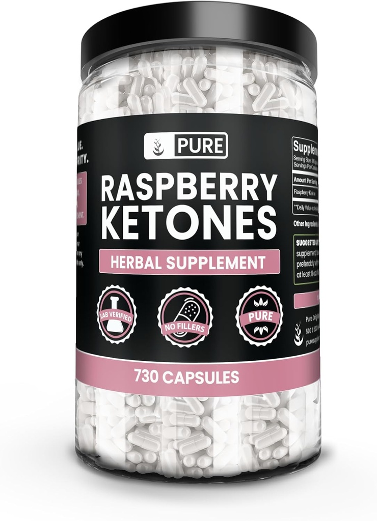 Ingredientes originales puros Raspberry Ketone (730 capsules) No Magnesium Or Rice Fillers, Siempre Puro, Lab Verified