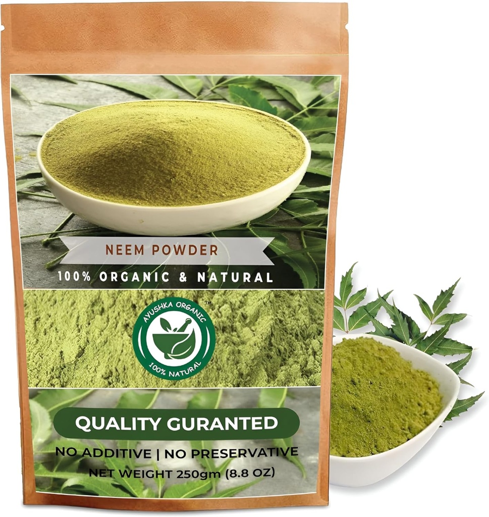 Neem Powder Silencio Azadirachta Indica Silencio Natural Herbal Suplemento para la piel &amp; Cuidado del cabello (8.8 OZ tención 250 gm)