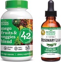 Botanic Choice Mega Fruits and Veggies Blend (60 Capsules) + Rosemary Leaf Extract (1 fl oz) Bundle - Energy Balance & Superfood Supplement + Concentration &amp; Memory Support