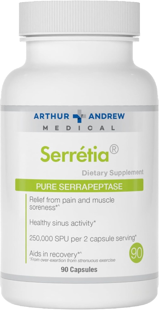Arthur Andrew Medical, Serretia, Serrapeptase Formula for Muscle and Sinus Support, 90 cápsulas
