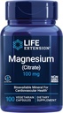 Ampliación de vida Magnesio Citrate 100 mg Capsules vegetarianos, Azul, 100 Conde