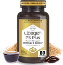PS Plus Suplementos cerebrales para memoria y foco - Premium Phosphatidylserine Brain Booster para salud cerebral - Nootropic - 60 Softgels para un mes de suministro