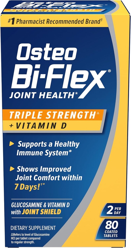Osteo Bi-Flex Triple Strength(5) con Vitamina D Glucosamine Chondroitin Joint Health Suplemento, Coated Tablets, 80 Cuenta