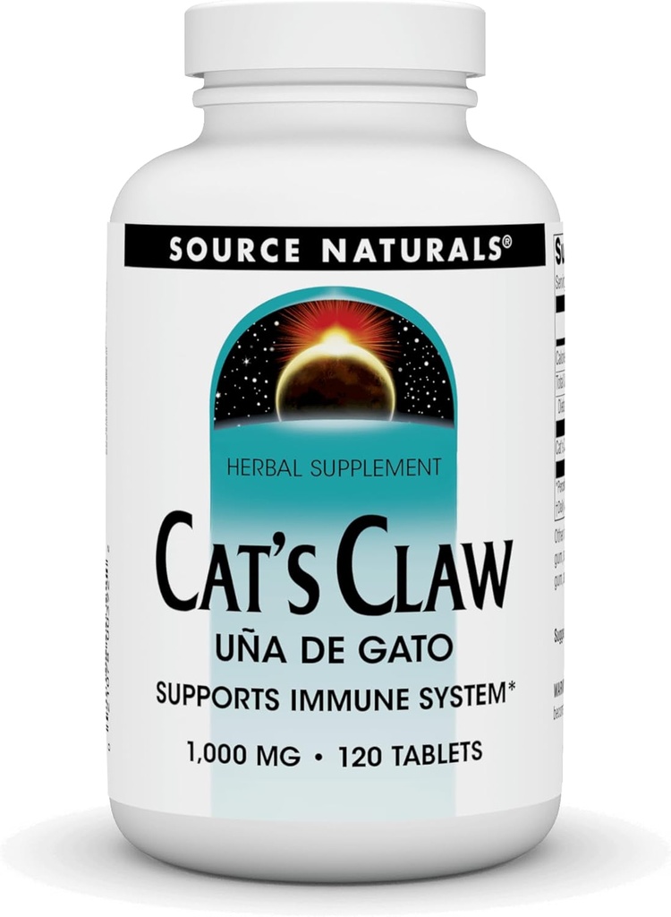 Fuente Naturales Claw Bark UNA de Gato 1000 mg Suplemento dietético - Apoyo Sistema Inmunitario - 120 Tabletas
