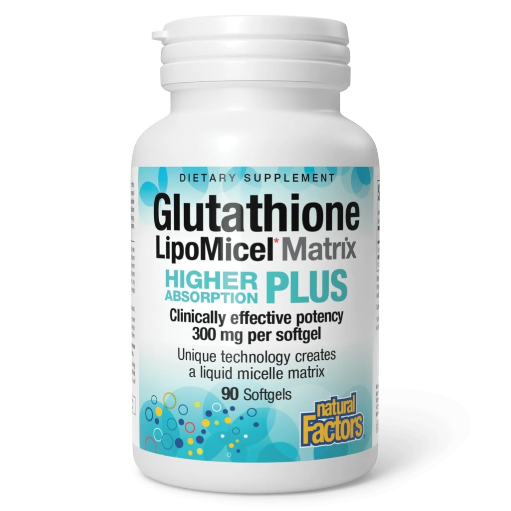 Natural Factors Glutathione LipoMicel Matrix 300 mg - Antioxidant Supplement for Healthy Aging & Immune Support - Non-GMO, Gluten-Free & Dairy-Free - 90 Softgels (45 Servings)