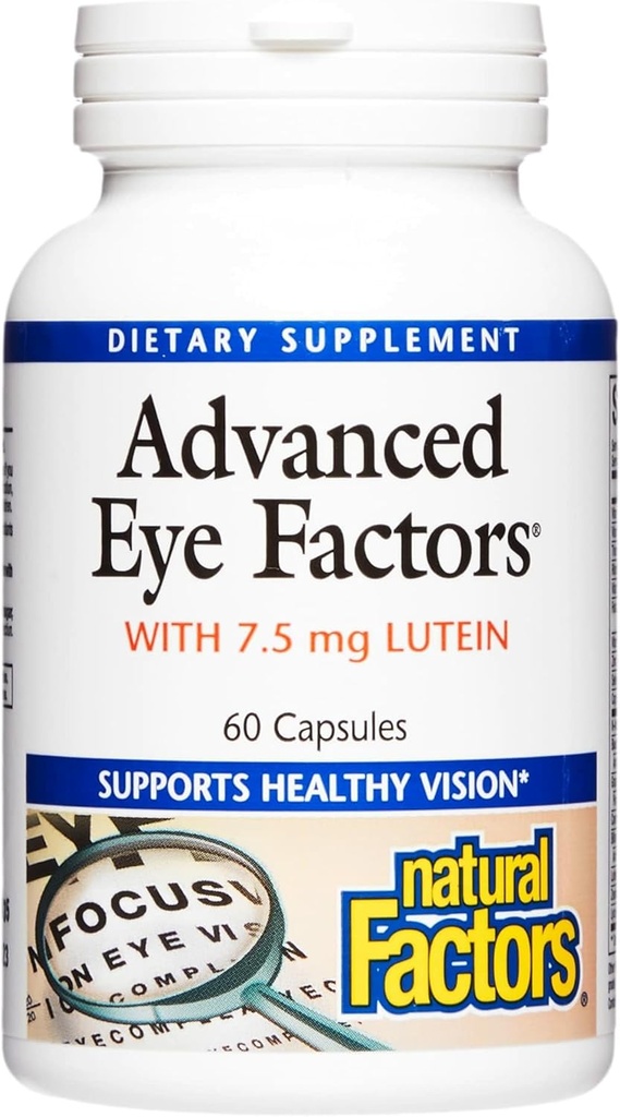 Factores naturales, Factores Oculares Avanzados, Apoyo Antioxidante para Visión Saludable con Lutein y Zeaxanthin, 60 cápsulas