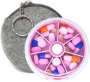 Pill Organizer Travel Pill Fund for Purse Portable Pill Box Round Weekiy Pill Container for Vitamin Fish Oil Pills Suplementos (Pink+Bag)