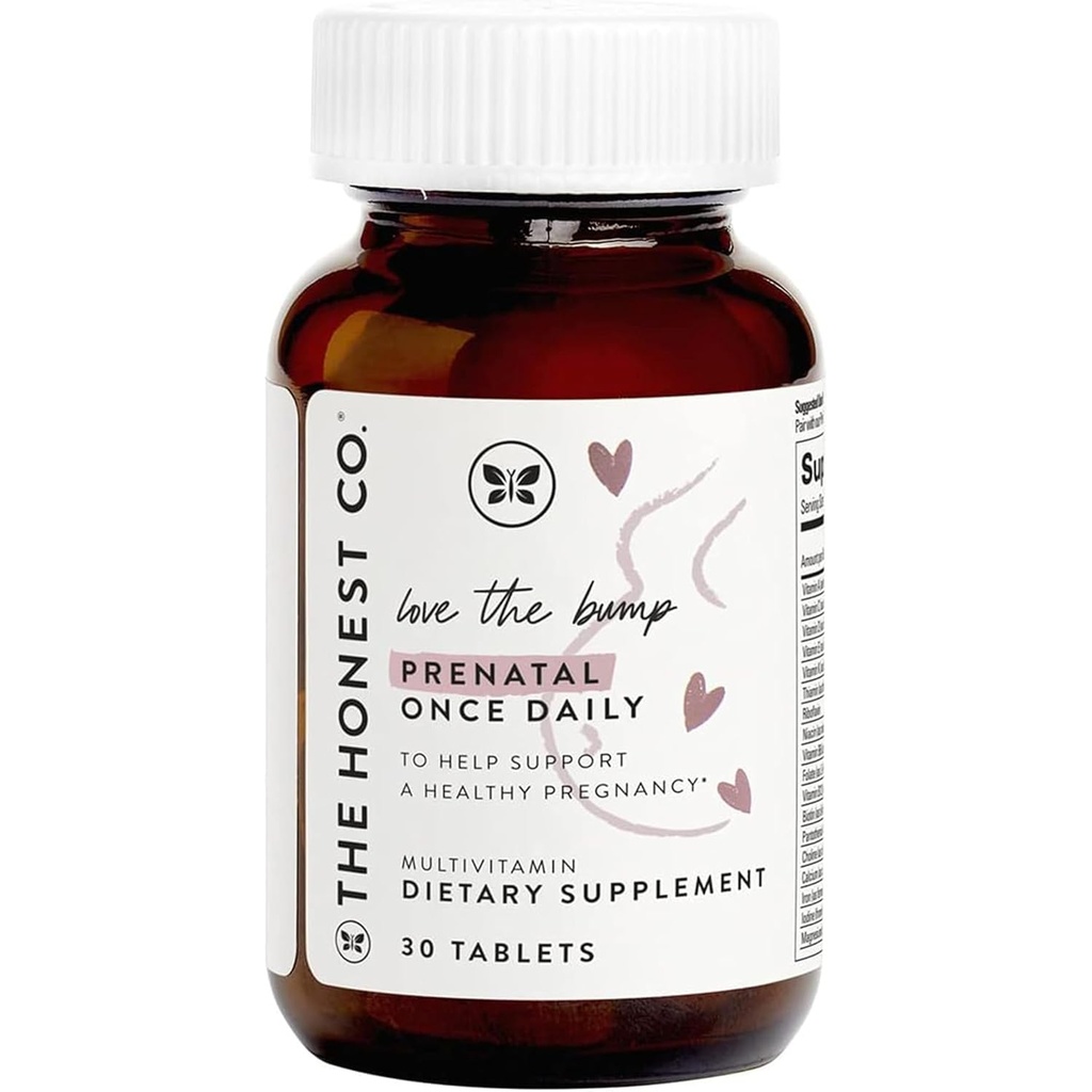The Honest Company Love the Bump Prenatal Once Daily Supplement NSF Certified Non GMO Multivitamin 30 Count Tablets
