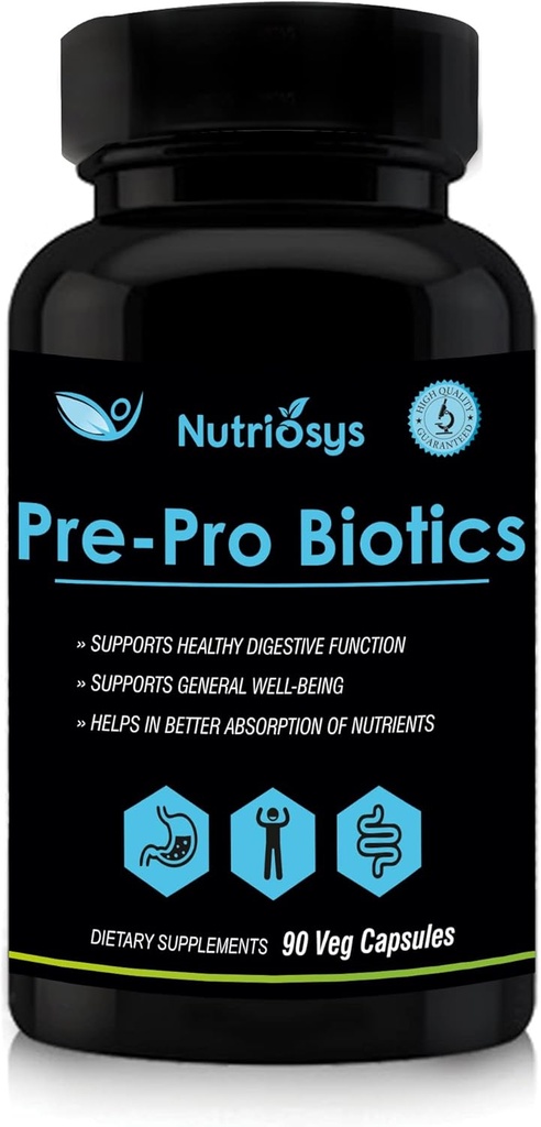 Pre y Probióticos para Hombres Silenciosos Apoyos Salud Digestiva, Equilibrio Gut & Función Inmunitaria Silencio Prebióticos y Probióticos para Mujeres y Adultos Silencio Suplemento Prebiótico diario – 90 cápsulas vegetarianas