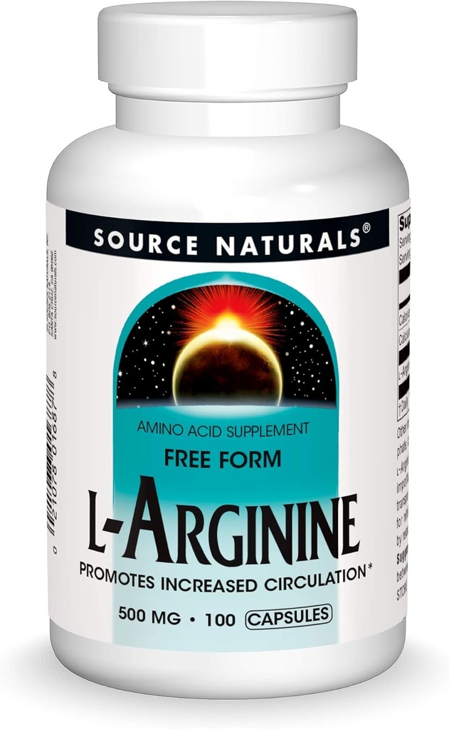 Fuente Naturales Forma libre L-Arginina, 500mg - 100 cápsulas