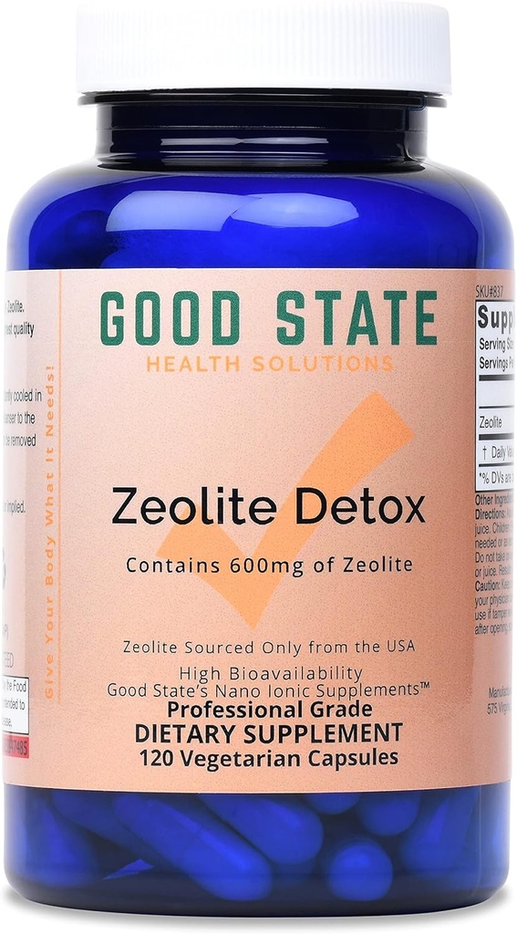 Buen estado ¦ Zeolite Detox Suplemento Clinoptilolite Capsules para adultos y niños ← Absorción óptima Zeolite Nano-Iónico para la eliminación eficaz del cuerpo y la limpieza Ø 600 mg Cada servidumbre, 120 Veggie Caps