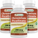 Best Naturals Chromium Picolinate 200 mcg 240 Tablets (240 Count (Pack of 3))