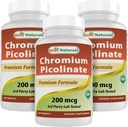 Mejores Naturales Chromium Picolinate 200 mcg 240 Tablas (240 Cuenta (Pack of 3))