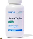 MAJOR Senna 8.6 mg Natural Vegetable Laxative Tablets - Hecho con Sennosides - 1000-Count (1-Pack)