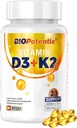 Vitamina D3 K2 con suplemento de aceite MCT, Vitamina D3 5000 UI & K2 100MCG (MK7), Soporta Immune, Bone & Teeth Health - Gluten Free Non-GMO - 30 Softgels