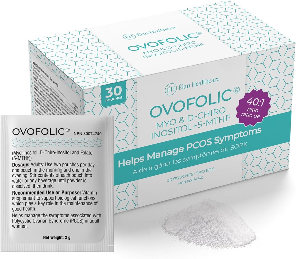 Ovofolic Inositol Suplemento - Myo-Inositol y D-Chiro Inositol Plus Active Folate- Ideal 40:1 Ratio - 30 sachets