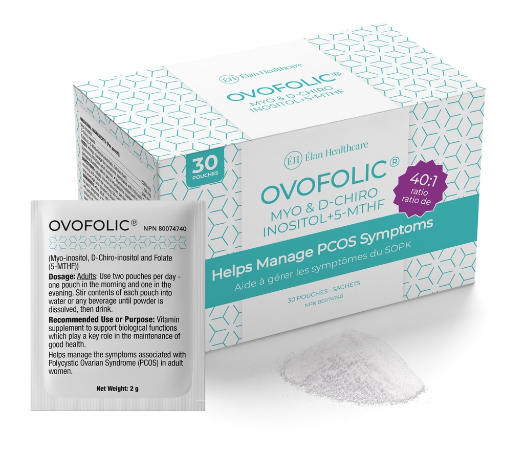Ovofolic Inositol Suplemento - Myo-Inositol y D-Chiro Inositol Plus Active Folate- Ideal 40:1 Ratio - 30 sachets