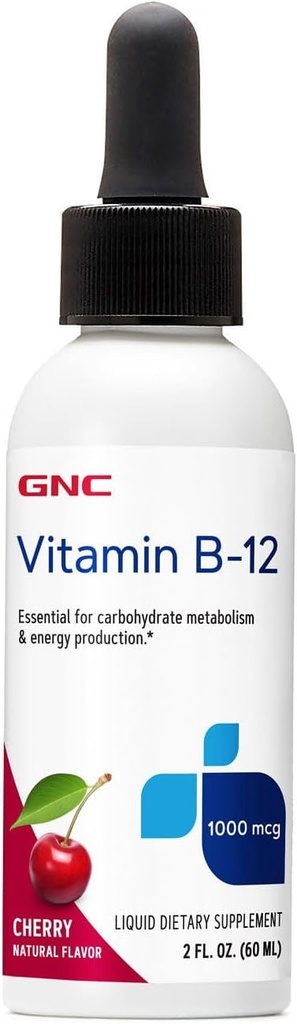 GNC Vitamina B-12 1000mcg - Cereza, apoya la producción de energía, 60 servicios