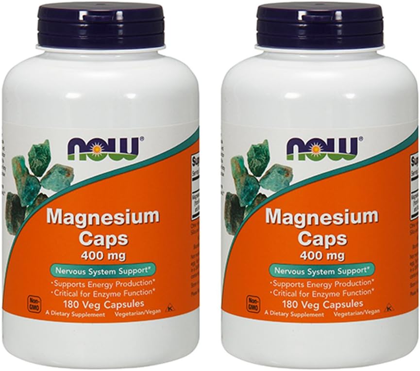 NOW Magnesium 400mg,180 Capsules (Pack of 2)